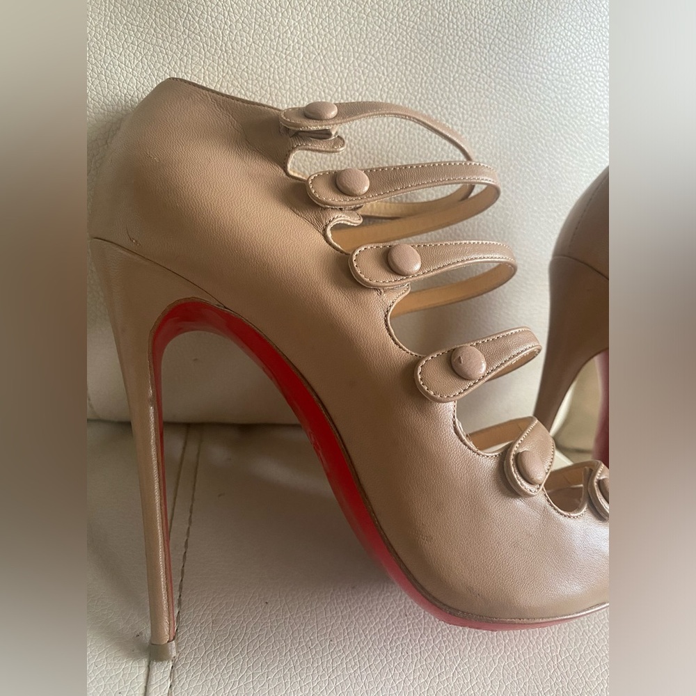 Christian Louboutin strappy snap button heel ankle booties sz. 38 - Picture 12 of 15